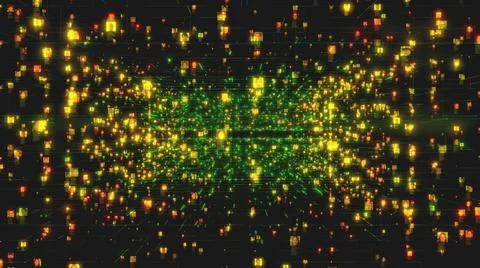 Social network concept with a stream of unrecognizable people portraits in Illustrazione stock