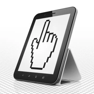 Social network concept: Tablet Computer with Mouse Cursor on display Illustrazione stock