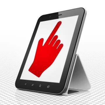 Social network concept: Tablet Computer with Mouse Cursor on display Stock Illustration