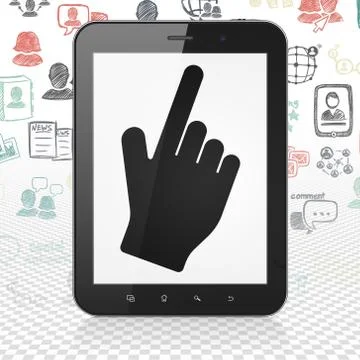 Social network concept: Tablet Computer with Mouse Cursor on display Stock Illustration