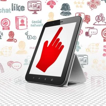 Social network concept: Tablet Computer with Mouse Cursor on display Stock Illustration