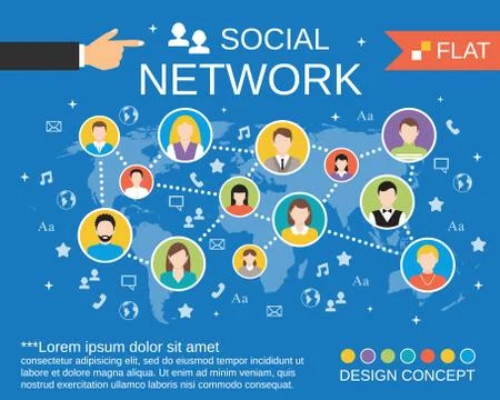 Social network concept template Stockillustratie
