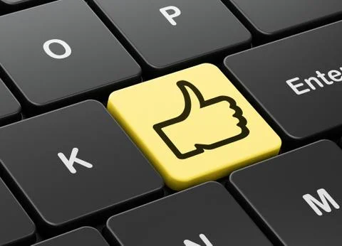 Social network concept: Thumb Up on computer keyboard background Stock Illustration