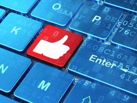Social network concept: Thumb Up on computer keyboard background Stock Illustration