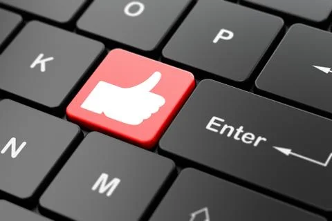 Social network concept: Thumb Up on computer keyboard background Stock Illustration