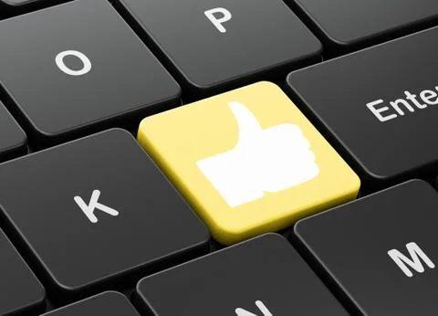 Social network concept: Thumb Up on computer keyboard background Stock Illustration