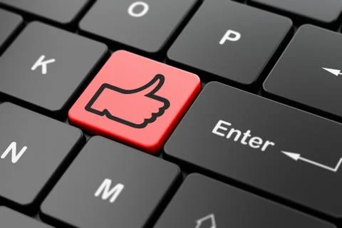 Social network concept: Thumb Up on computer keyboard background Stock Illustration