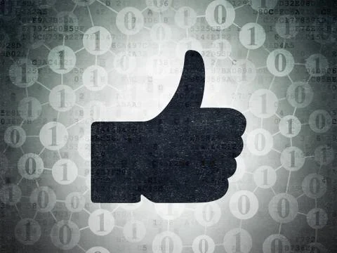 Social network concept: Thumb Up on Digital Paper background Stock Illustration