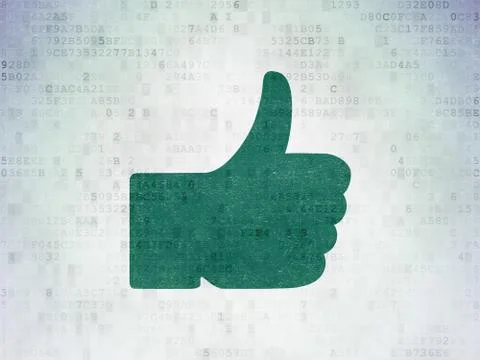 Social network concept: Thumb Up on Digital Paper background Stock Illustration