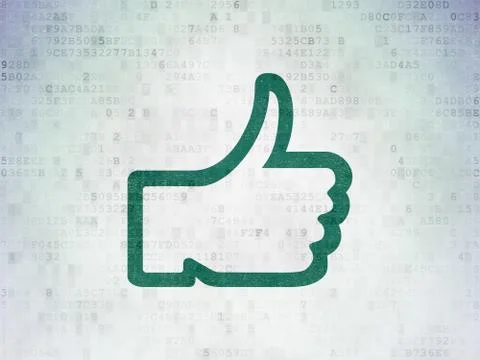 Social network concept: Thumb Up on Digital Paper background Stockillustratie