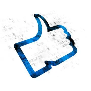Social network concept: Thumb Up on Digital background 스톡 일러스트