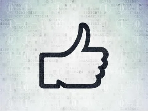 Social network concept: Thumb Up on Digital Paper background 스톡 일러스트