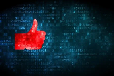 Social network concept: Thumb Up on digital background Illustrazione stock