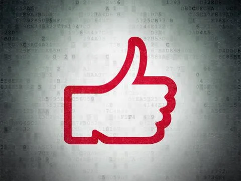 Social network concept: Thumb Up on Digital Data Paper background イラスト素材