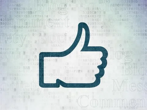 Social network concept: Thumb Up on Digital Data Paper background イラスト素材