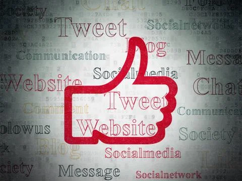 Social network concept: Thumb Up on Digital Data Paper background Illustrazione stock