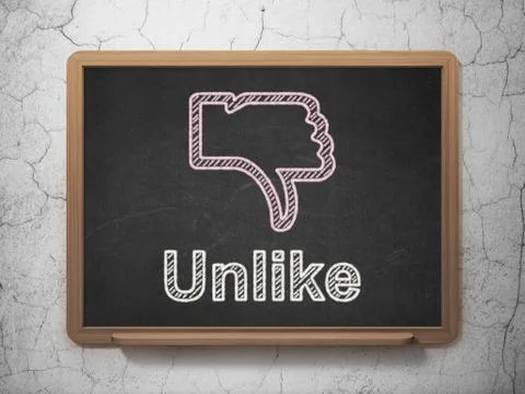 Social network concept: Thumb Down and Unlike on chalkboard background Illustrazione stock