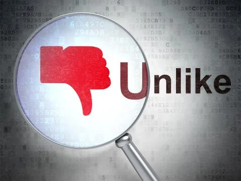 Social network concept: Thumb Down and Unlike with optical glass Illustrazione stock