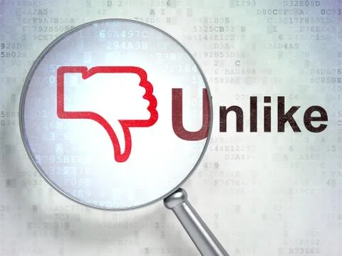 Social network concept: Thumb Down and Unlike with optical glass Stock Illustration