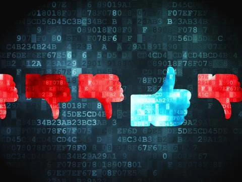 Social network concept: Thumb Up, Down on digital background Ilustração Stock