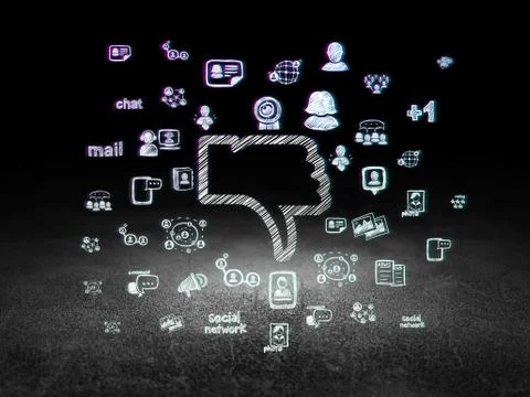 Social network concept: Thumb Down in grunge dark room Ilustração Stock