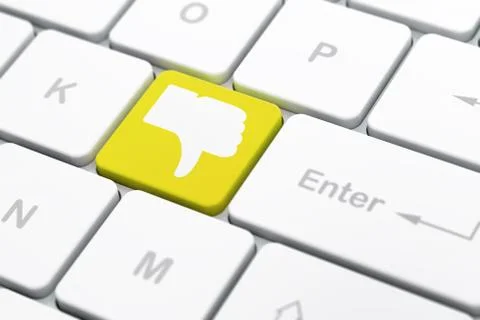 Social network concept: Thumb Down on computer keyboard background Stock Illustration