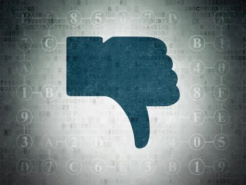 Social network concept: Thumb Down on Digital Data Paper background Ilustración de archivo
