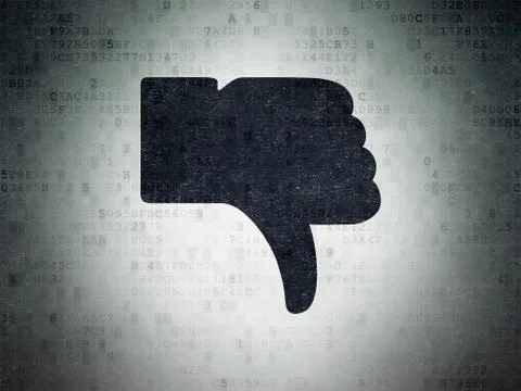 Social network concept: Thumb Down on Digital Data Paper background 스톡 일러스트