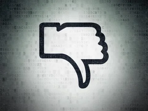 Social network concept: Thumb Down on Digital Data Paper background Stock Illustration