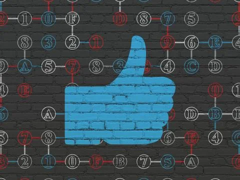 Social network concept: Thumb Up on wall background Stock Illustration