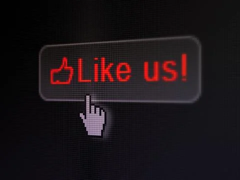 Social network concept: Like us! and Like on digital button back Stock Illustration