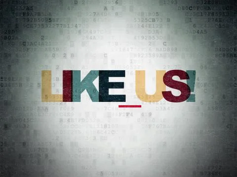 Social network concept: Like us! on Digital Data Paper background 스톡 일러스트