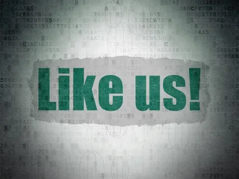 Social network concept: Like us! on Digital Data Paper background Stockillustratie