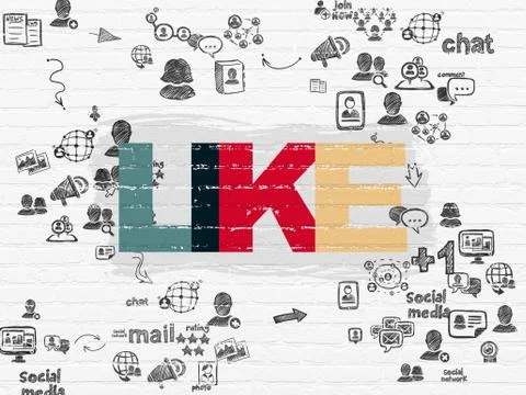 Social network concept: Like on wall background Illustrazione stock