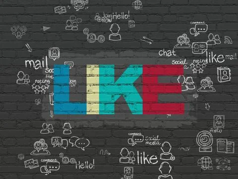 Social network concept: Like on wall background Stock Illustration