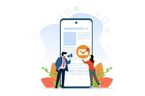Social network concept for web page, communication and community. Illustrazione stock