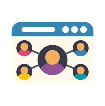 Social network connecting people in browser window Illustrazione stock