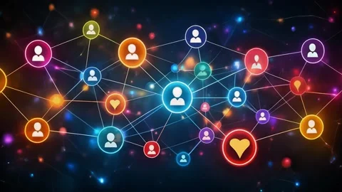 Social Network Connection and Digital Communication Loop 库存影片 338038961