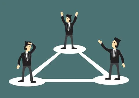 Social network connection between people with lines and circles. Concept of c Illustrazione stock