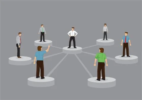 Social network connection between people with lines and circles. Concept of c Illustrazione stock