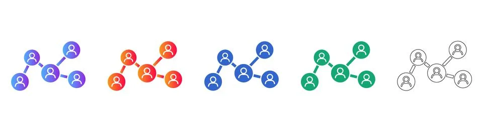 Social Network Connection Icon Set Stock Illustration