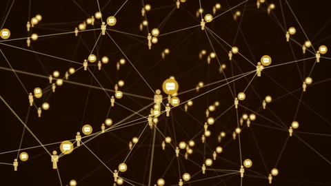 Social network connection molecule structure motion graphic gold color Stock Footage 100572161