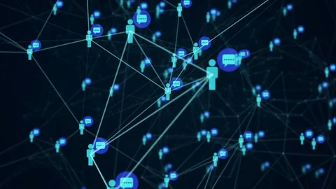 Social network connection molecule structure motion graphic blue color Video stock 100572272