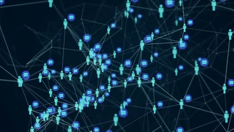 Social network connection molecule structure motion graphic blue color Stock Footage