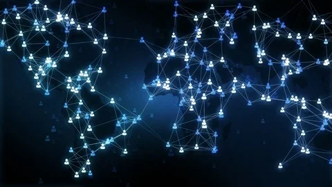 Social network connections. Connecting people on the internet. Blue, 4K Stock Footage
