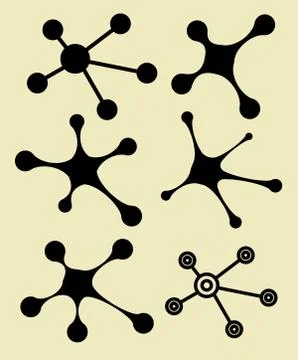 Social network connections. Set of flat icons with circles. Vector illustration. Illustrazione stock