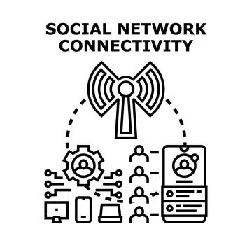 Social network connectivity technology sharing users communication Stock Illustration