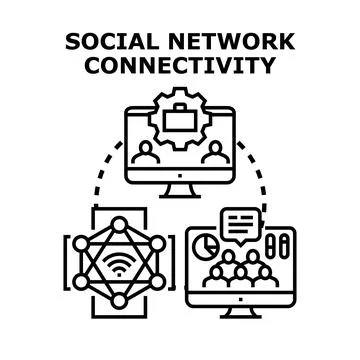 Social network connectivity technology sharing information communication Stock Illustration