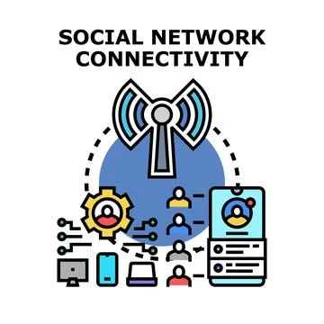 Social network connectivity technology sharing users communication Stock Illustration