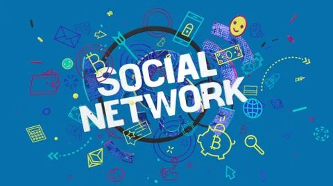Social network creative banner Stock Illustration